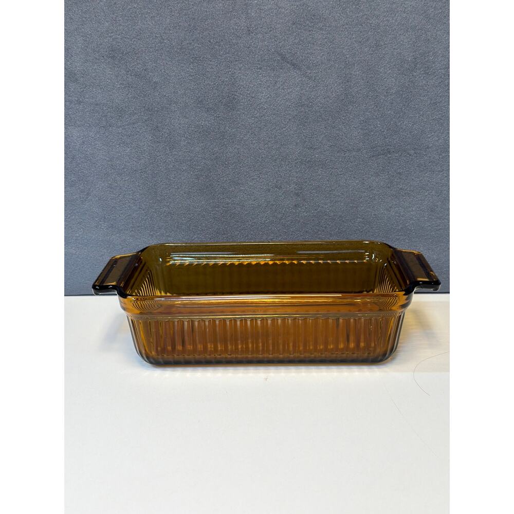 Anchor Hocking 1409 Amber Brown Glass Loaf Baking Dish 1 QT 5"x 6”Ovenproof